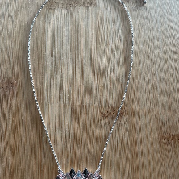 Touchstone Swarovski Checked Necklace Nightfall 18” Adjustable Necklace Rhodium - Picture 4 of 5